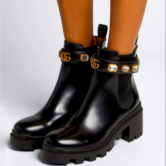 Gucci Shoes Gucci Bling Combat Moto Boots 75 Poshmark